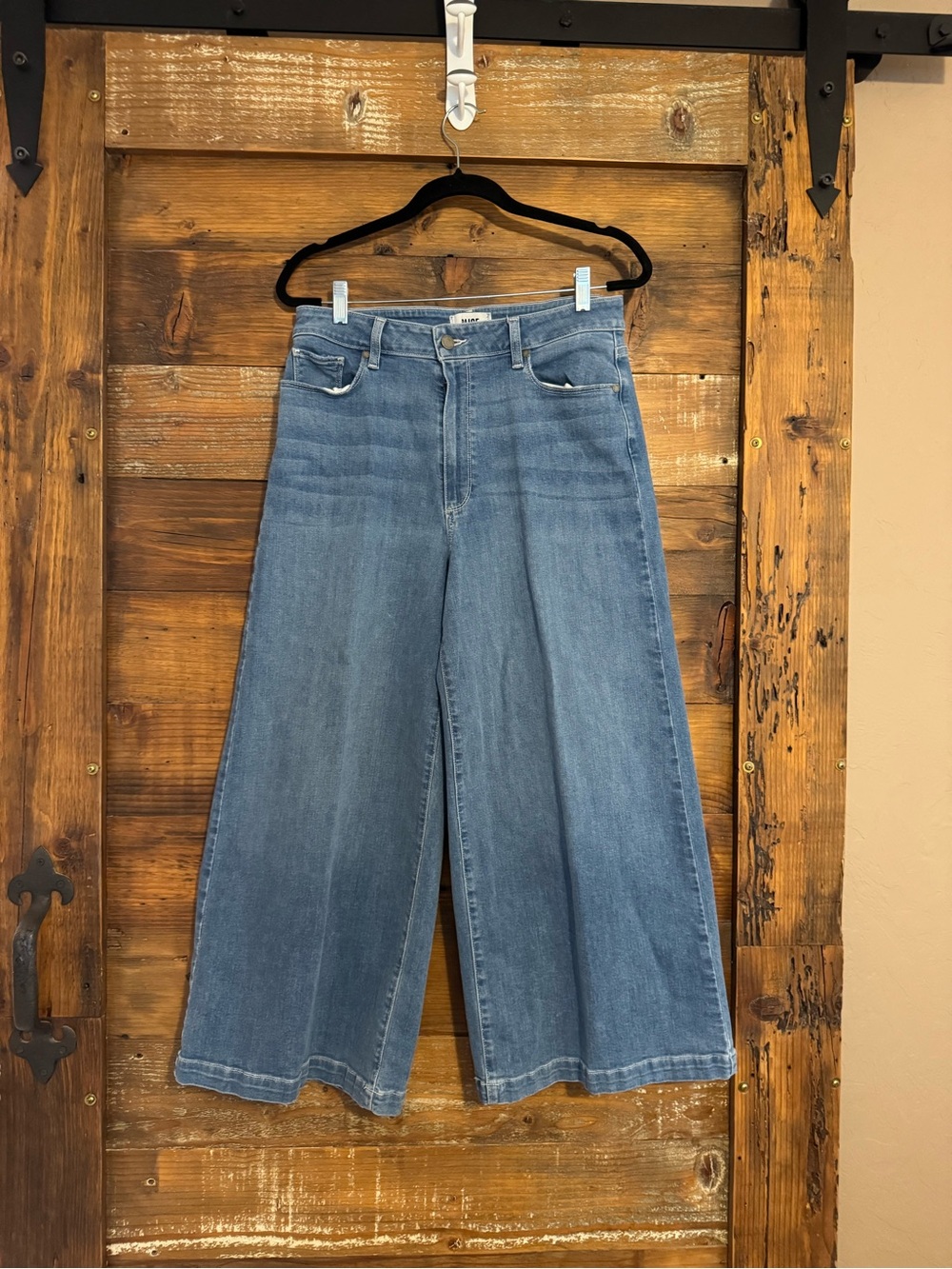 PAIGE Lennie High Rise ankle Wide Leg Jeans Light Wash Size 31